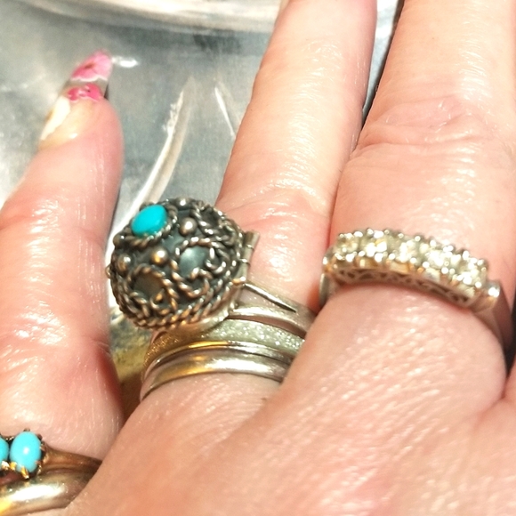 Poison Ring RARE Artisan TAXCO Turquoise Sterling Silver Vintage - Picture 6 of 8